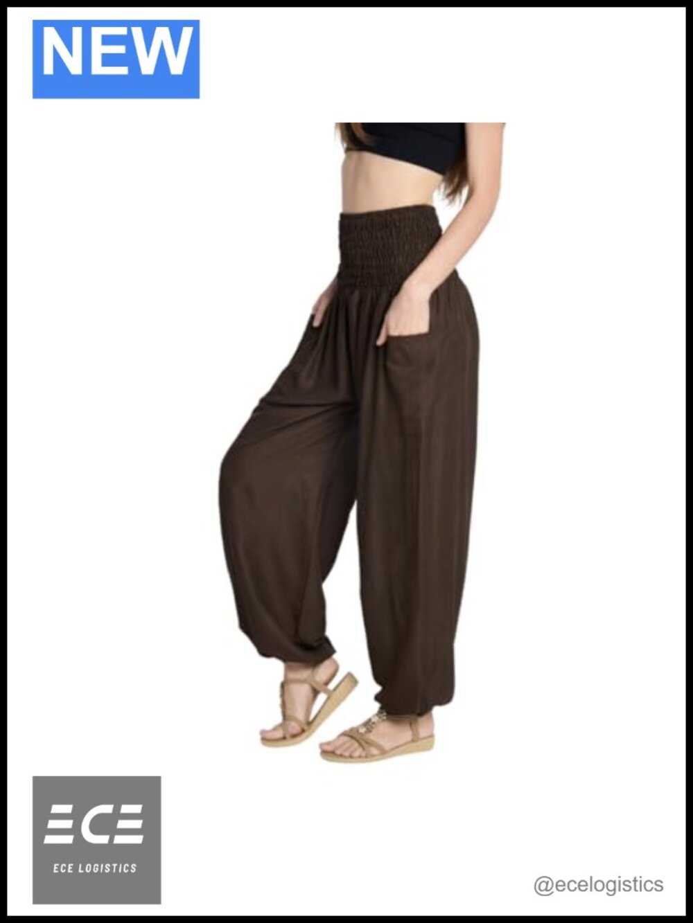 High-Waisted Boho Harem Yoga Pants with Pockets Rayon